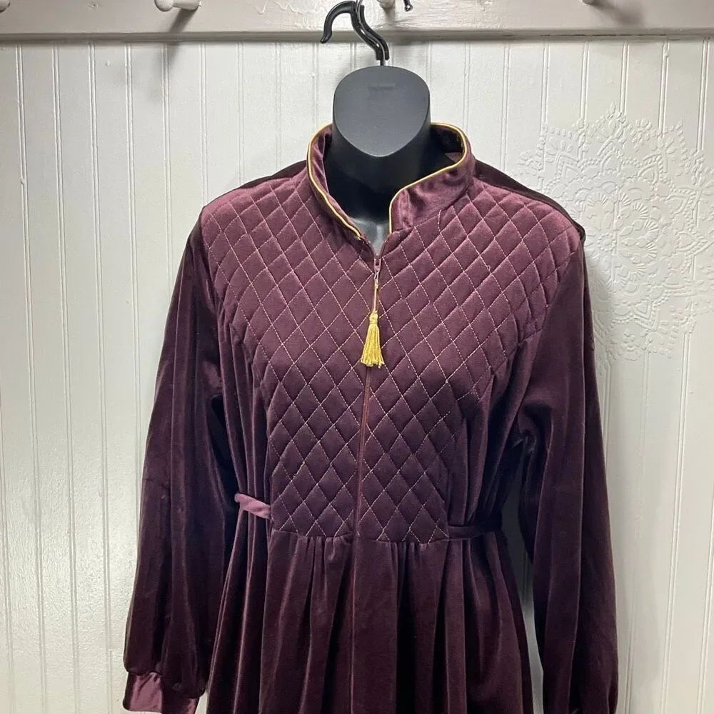 VINTAGE MARLINDA Velour Full Zip Robe - Picture 2 of 7